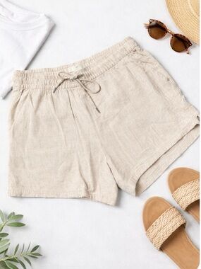 H&M Shorts Linen Blend Size 4 Beige Tan